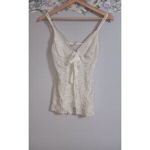 A.C.T. International Medium Cream Sheer Sexy Lace Embroidered Vintage Babydoll